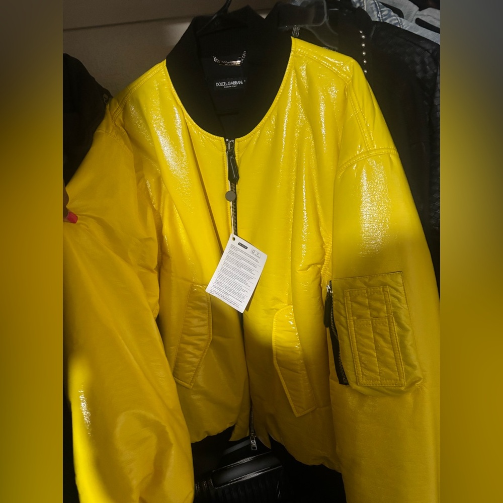 Dolce & Gabbana Shiny Yellow Bomber Jacket
